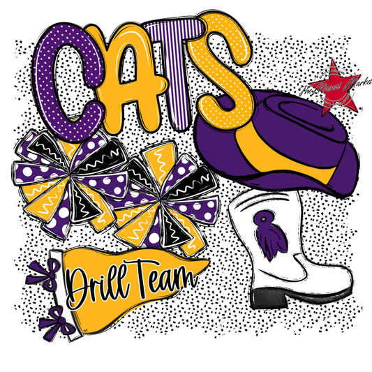 Cats Drillteam Spirit-Purple & Yellow
