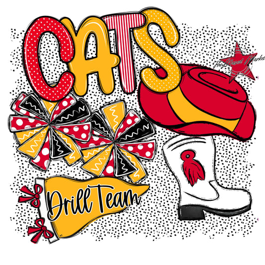 Cats Drillteam Spirit-Red & Yellow
