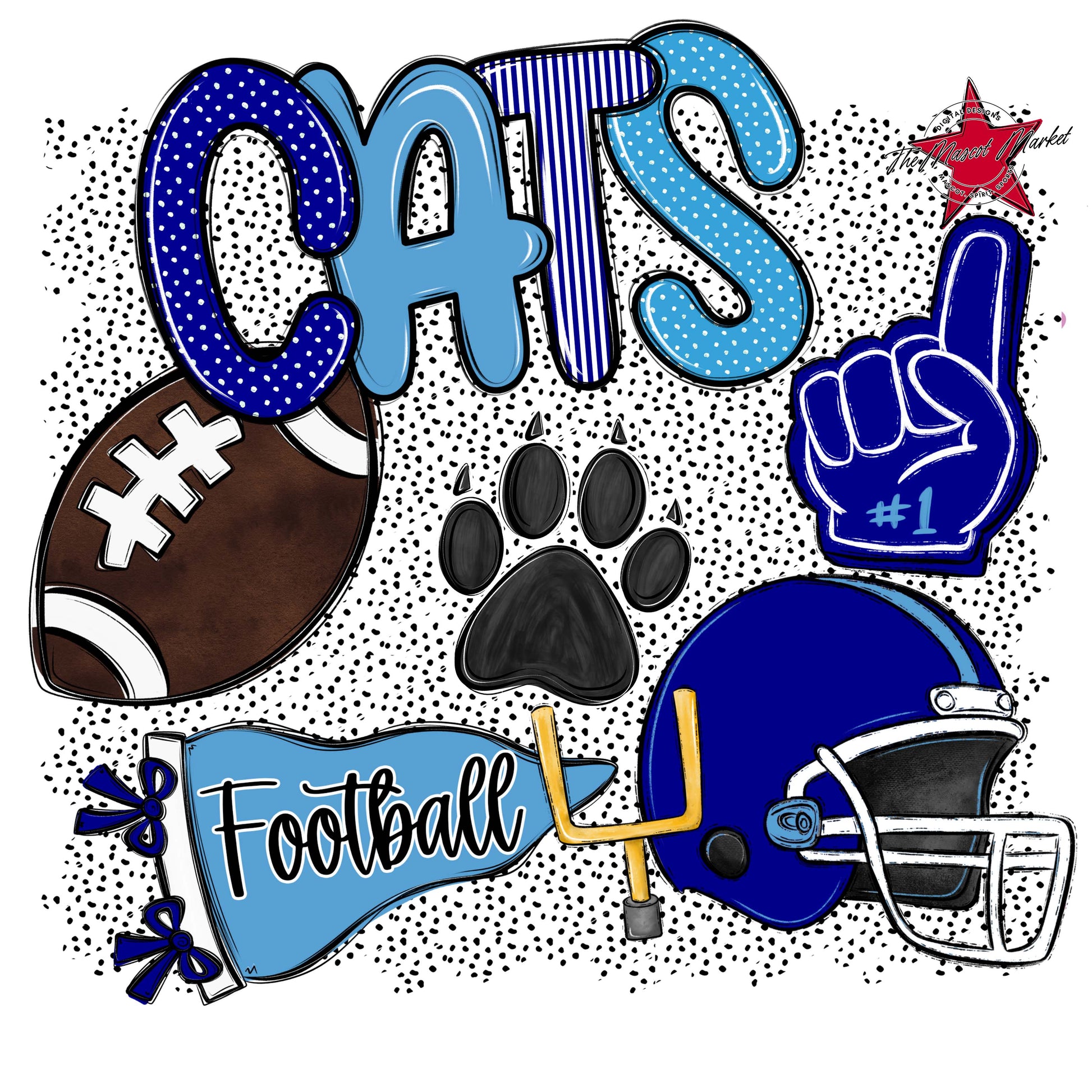 Cats Football Spirit-Blue & Carolina Blue