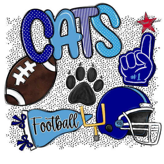 Cats Football Spirit-Blue & Carolina Blue