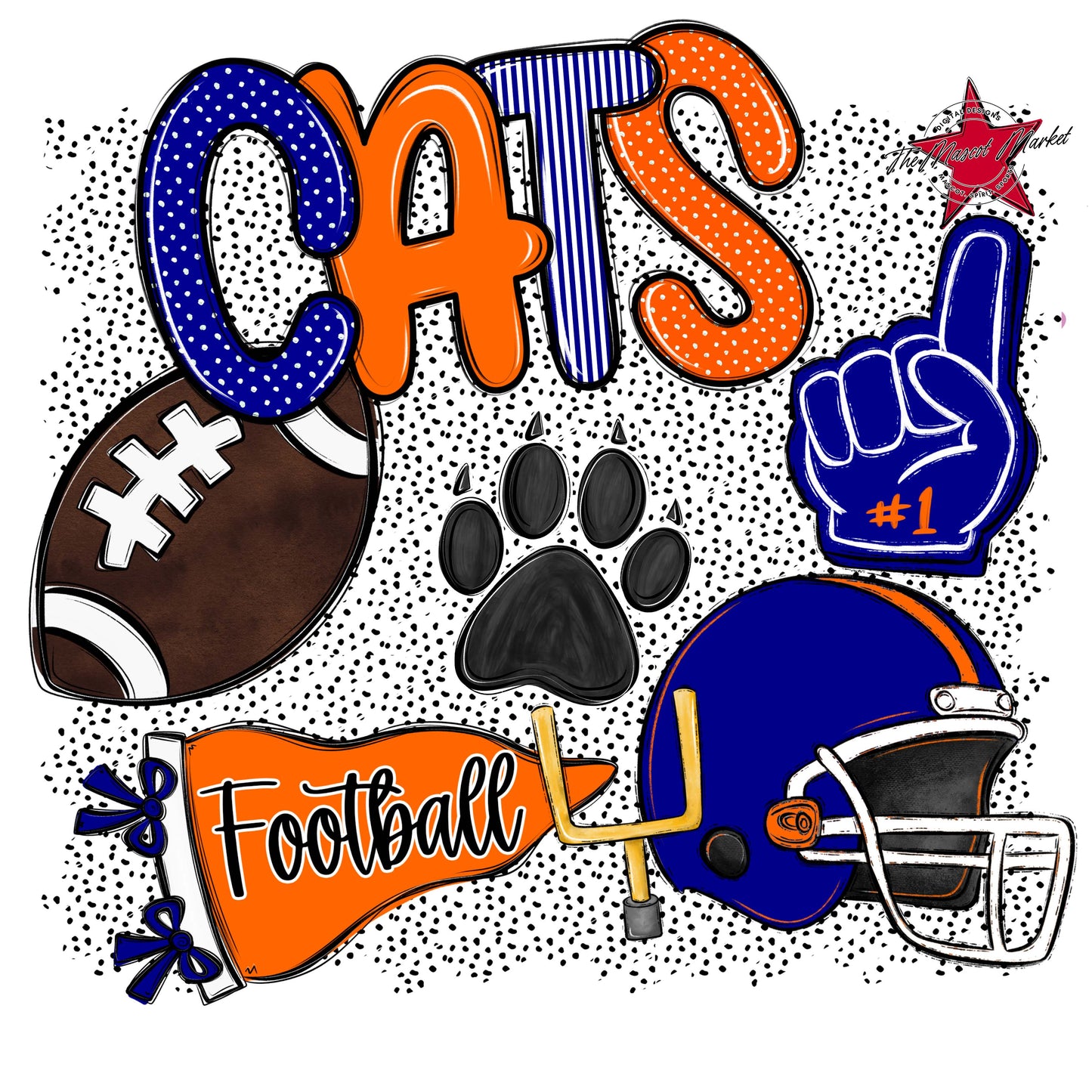 Cats Football Spirit-Blue & Orange