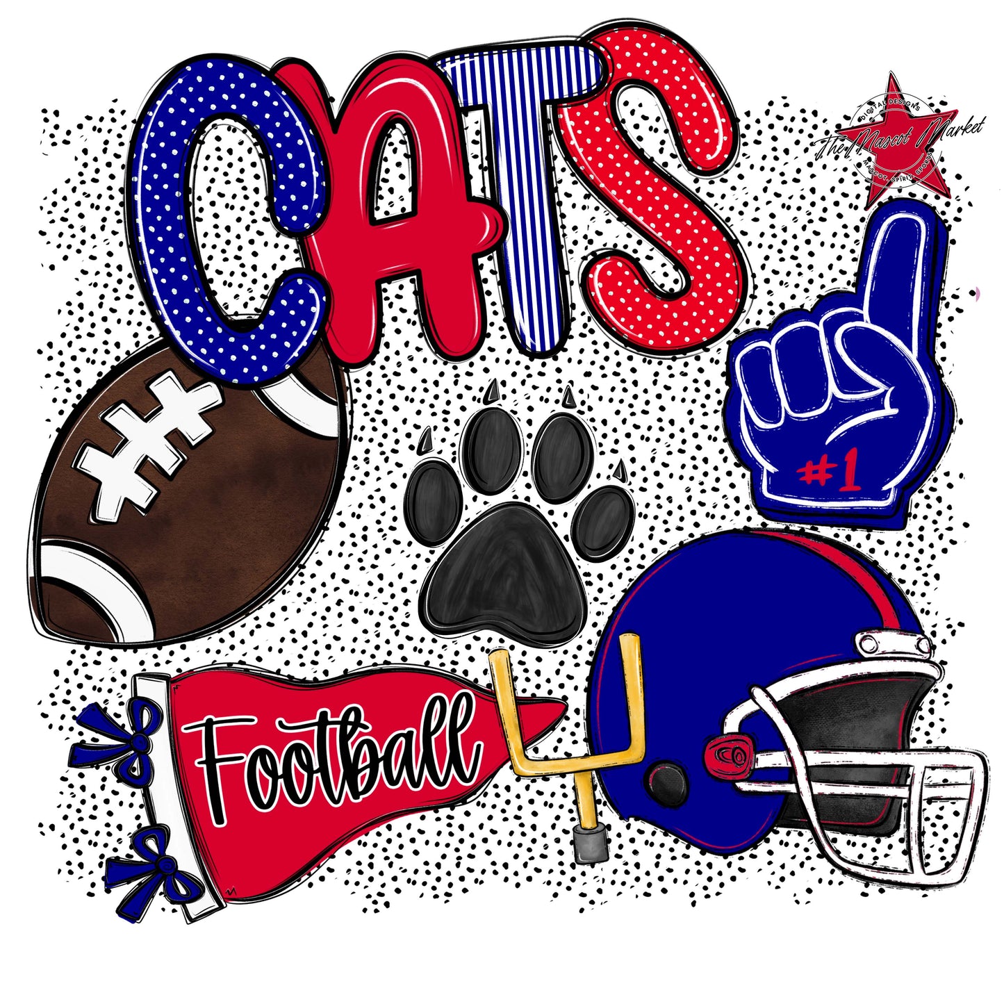 Cats Football Spirit-Blue & Red