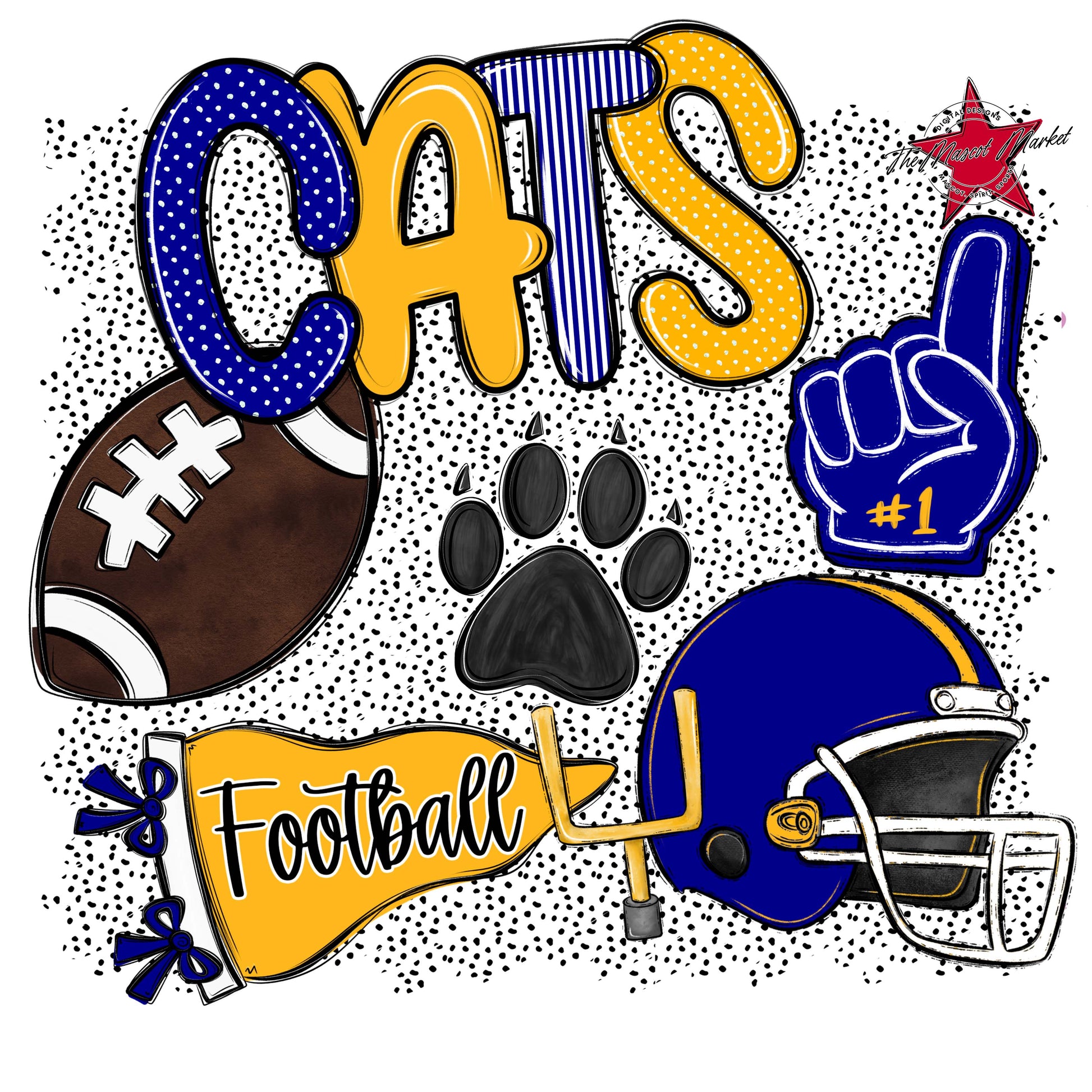 Cats Football Spirit-Blue & Yellow