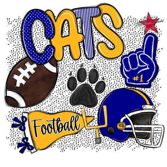 Cats Football Spirit-Blue & Yellow