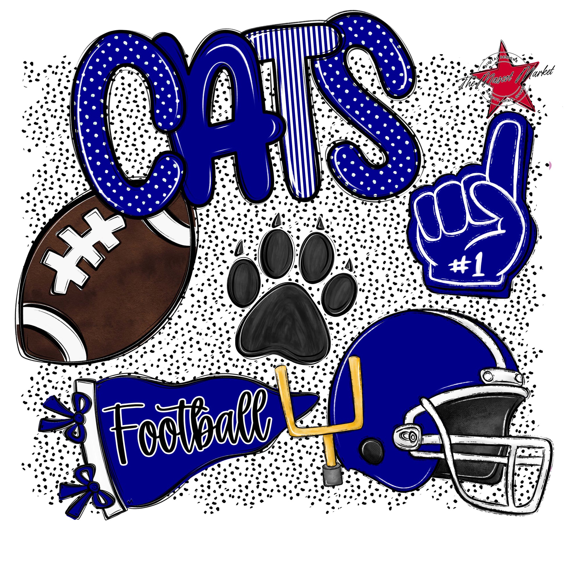 Cats Football Spirit-Blue