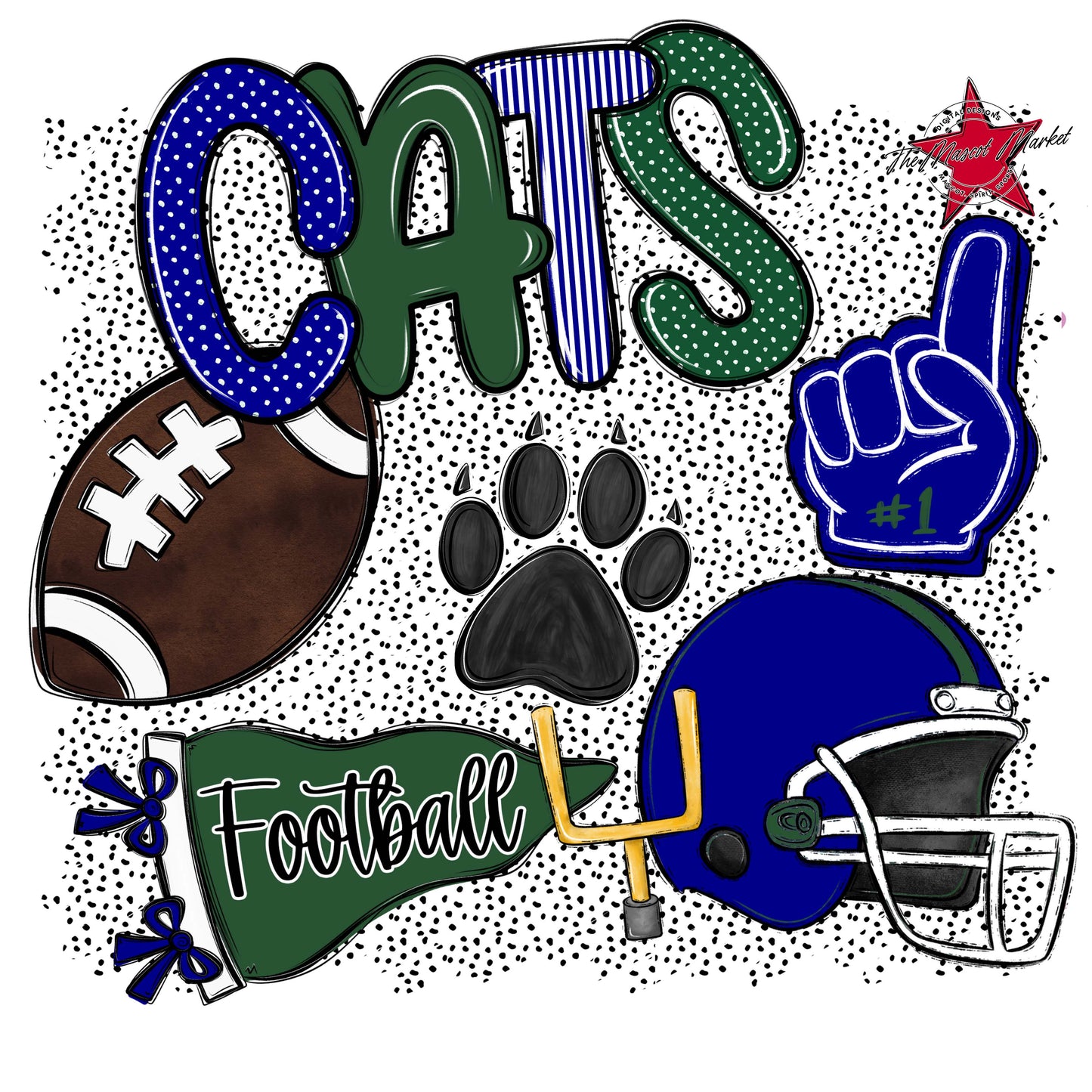 Cats Football Spirit-Blue & Green