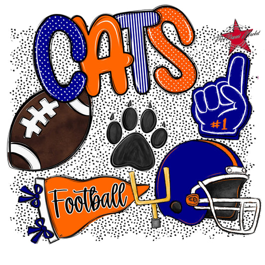 Cats Football Spirit-Blue & Orange