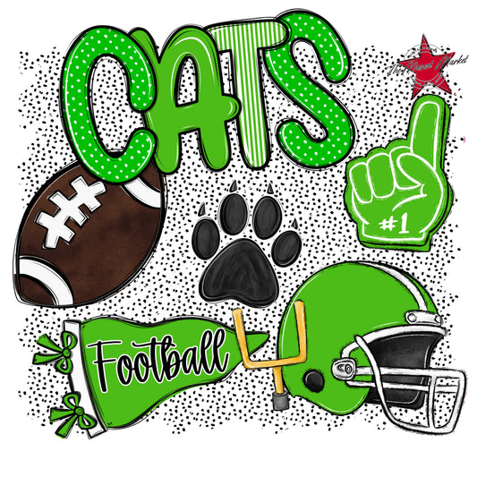 Cats Football Spirit-Bright Green