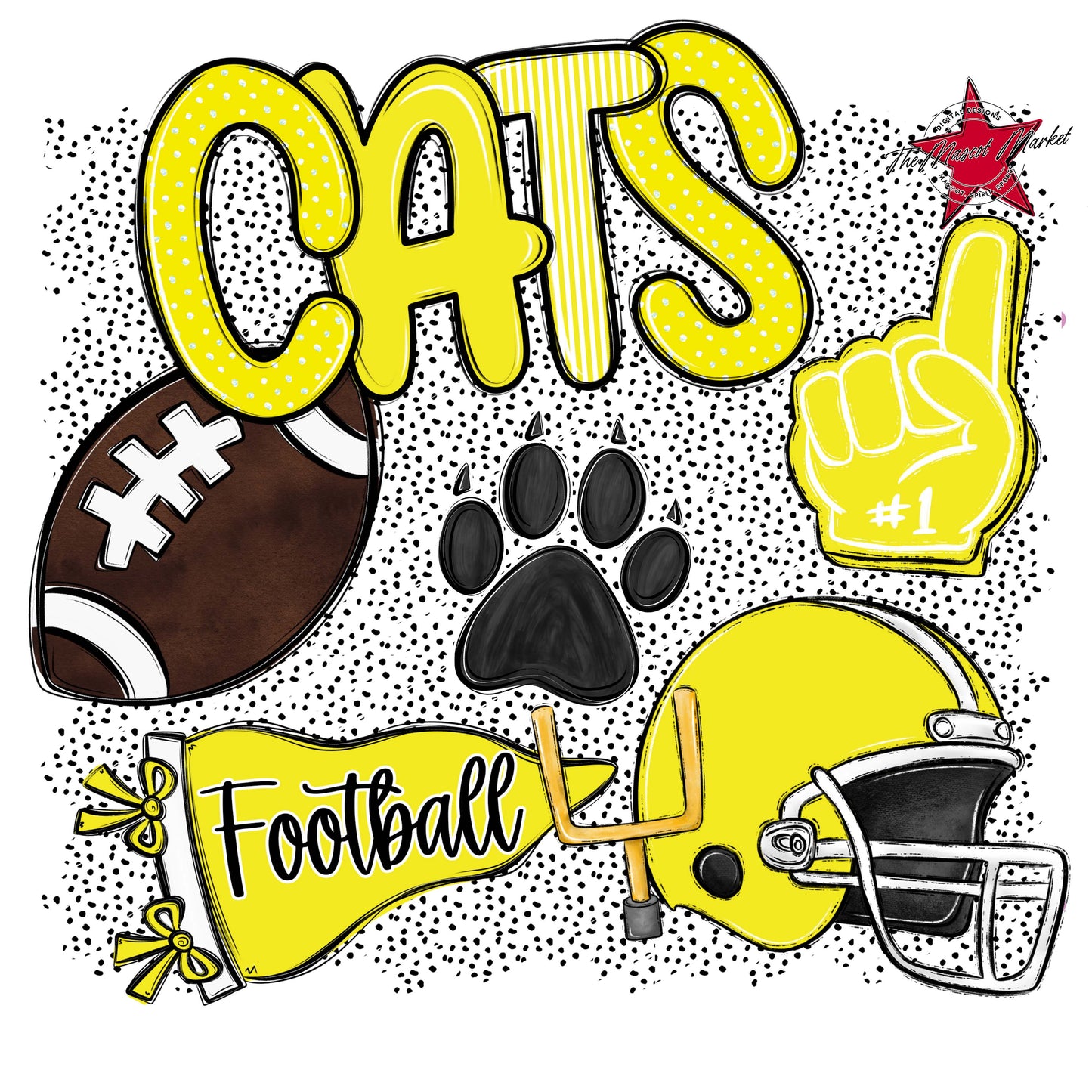 Cats Football Spirit-Bright Yellow