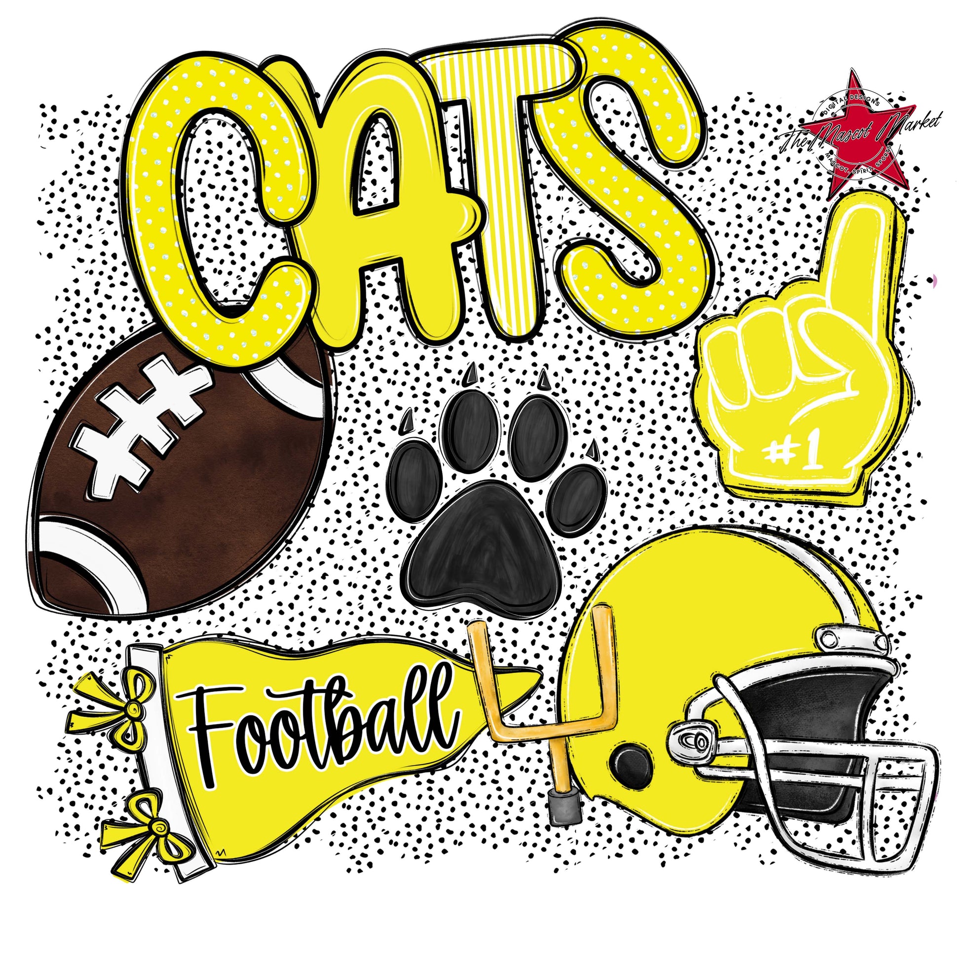Cats Football Spirit-Bright Yellow
