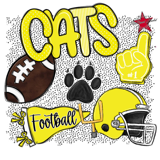 Cats Football Spirit-Bright Yellow