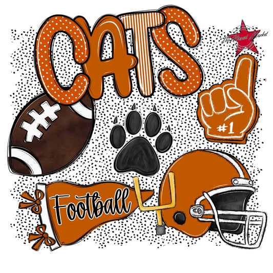 Cats Football Spirit-Burnt Orange