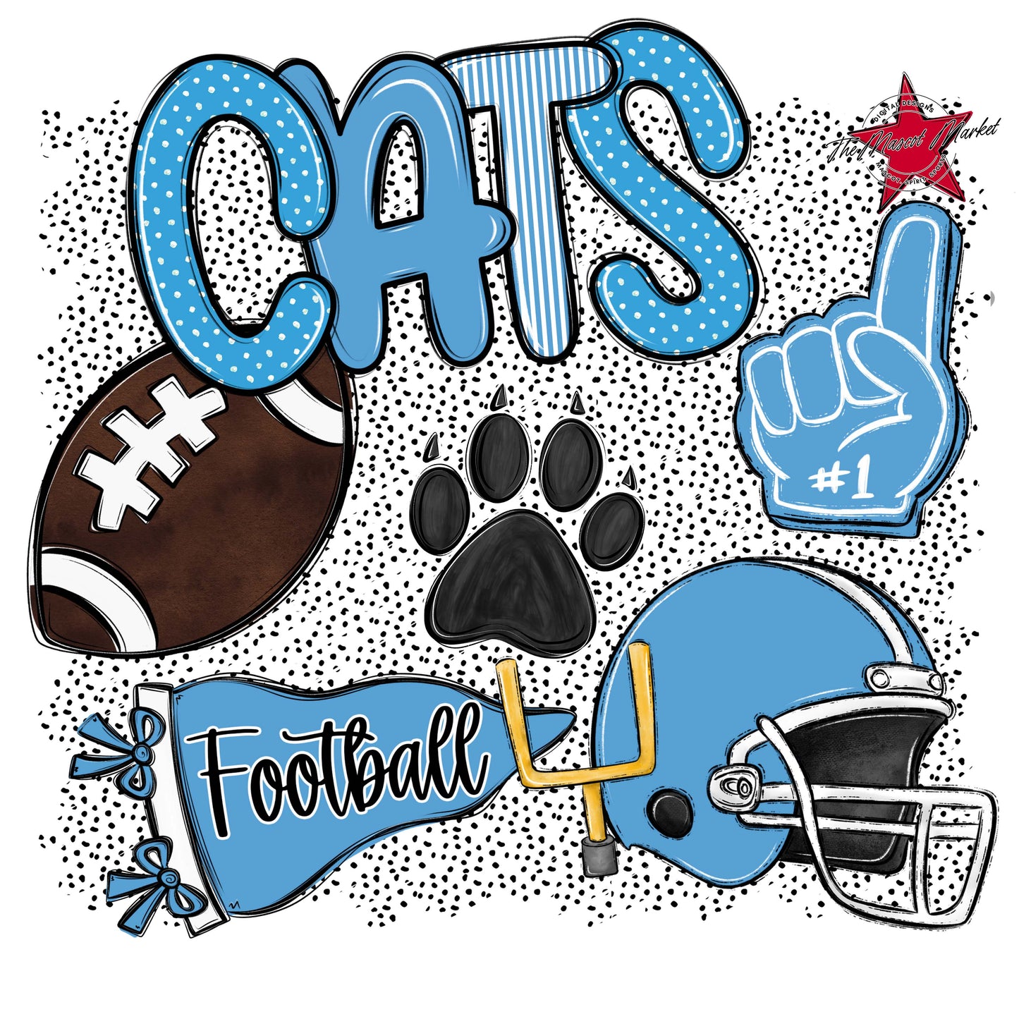 Cats Football Spirit-Carolina Blue
