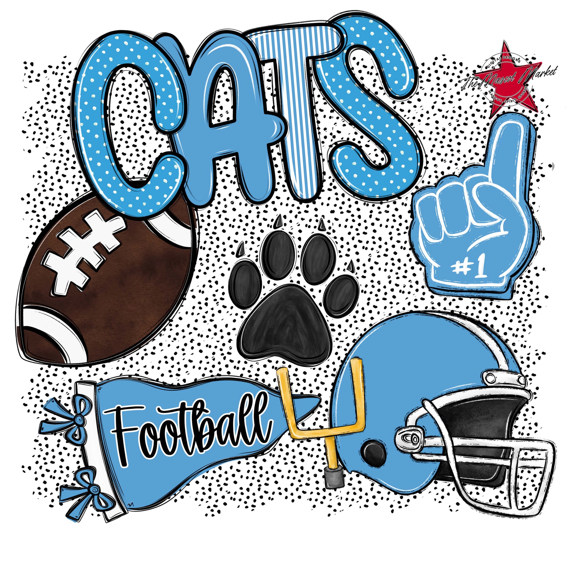 Cats Football Spirit-Carolina Blue