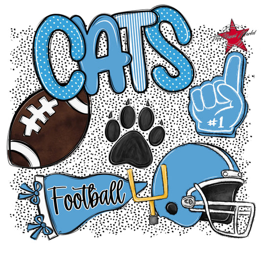 Cats Football Spirit-Carolina Blue