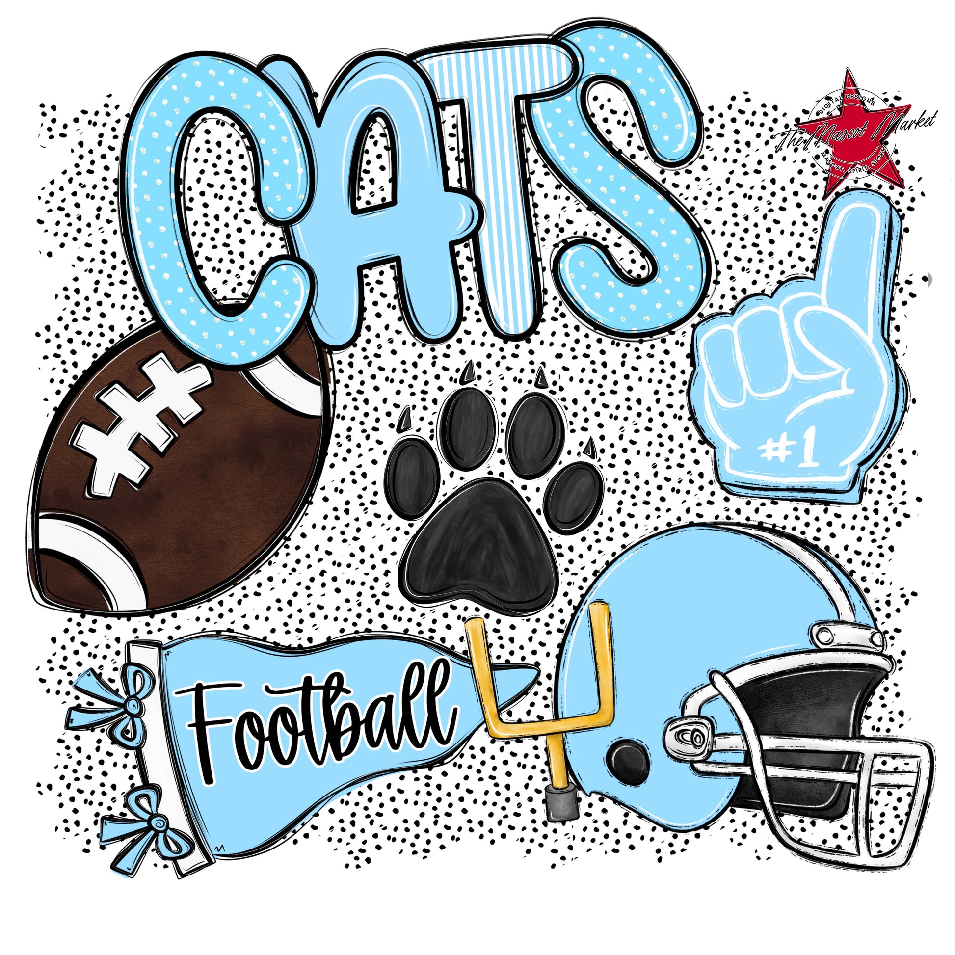 Cats Football Spirit-Columbia Blue