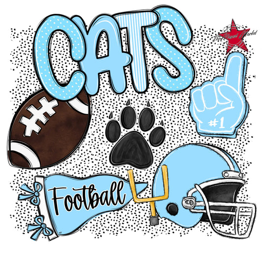 Cats Football Spirit-Columbia Blue