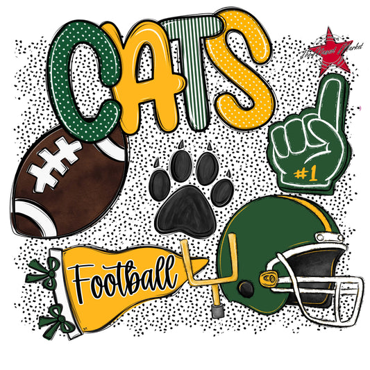 Cats Football Spirit-Green & Yellow