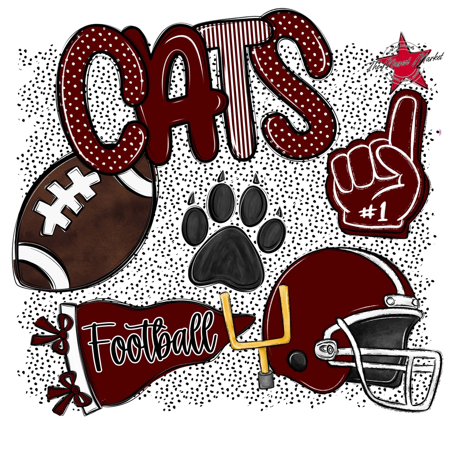 Cats Football Spirit-Maroon