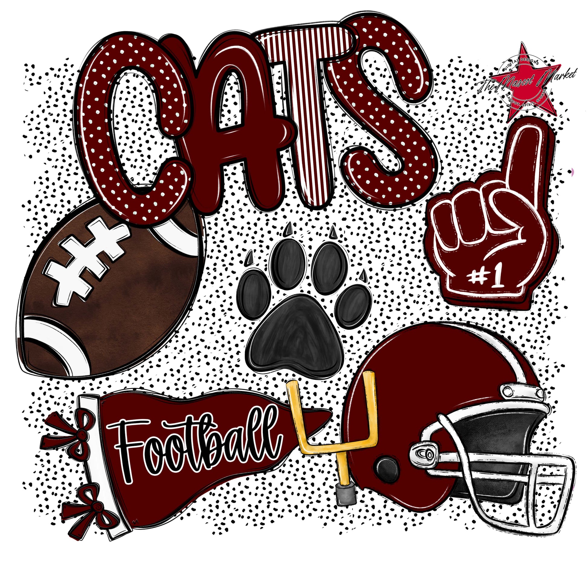 Cats Football Spirit-Maroon