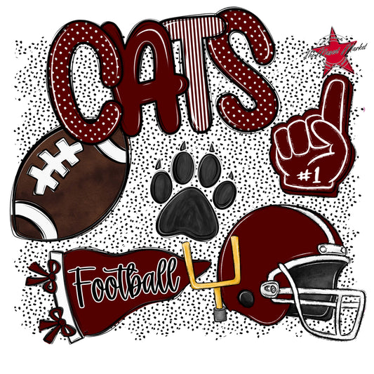 Cats Football Spirit-Maroon