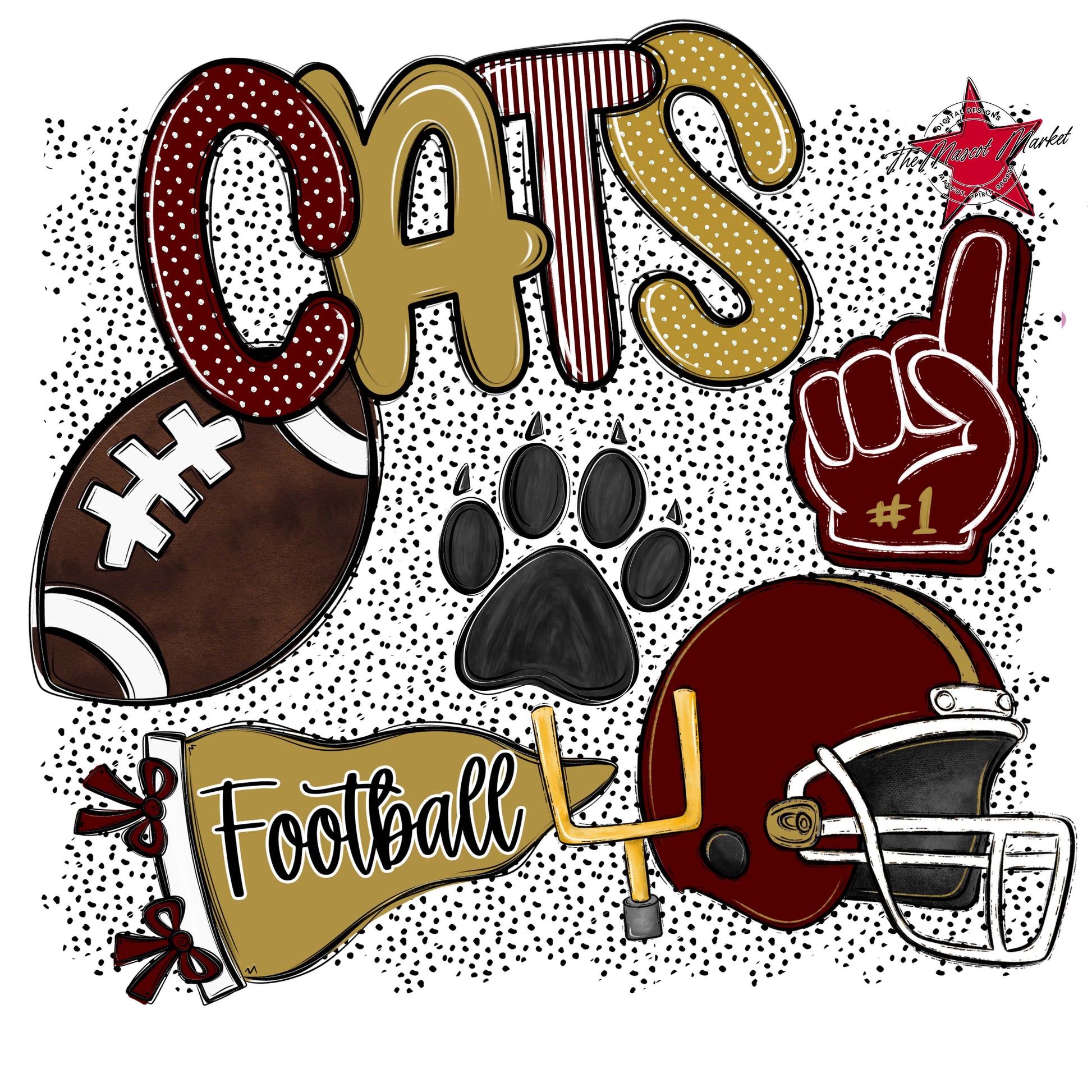 Cats Football Spirit-Maroon & Gold