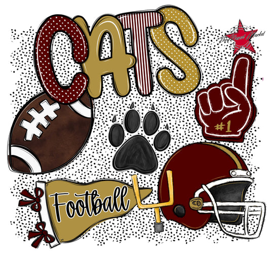 Cats Football Spirit-Maroon & Gold