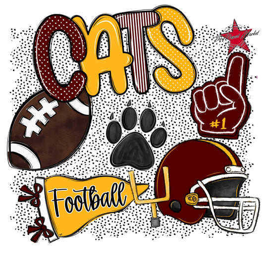 Cats Football Spirit-Maroon & Yellow