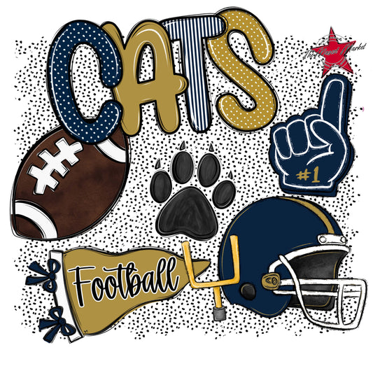 Cats Football Spirit-Navy & Gold