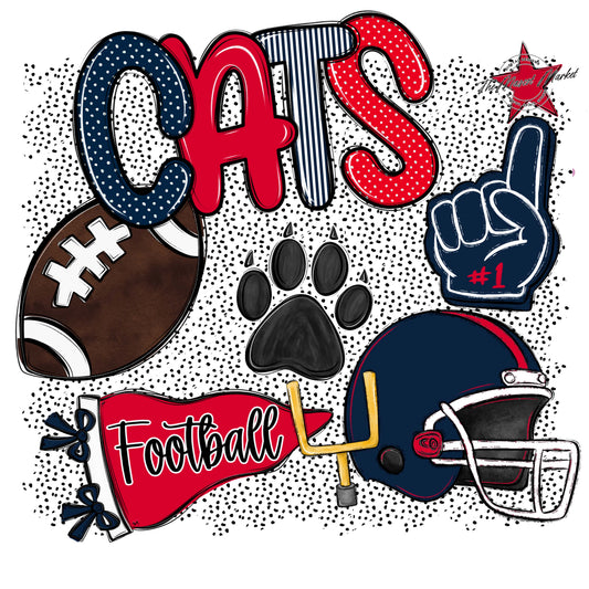 Cats Football Spirit-Navy & Red
