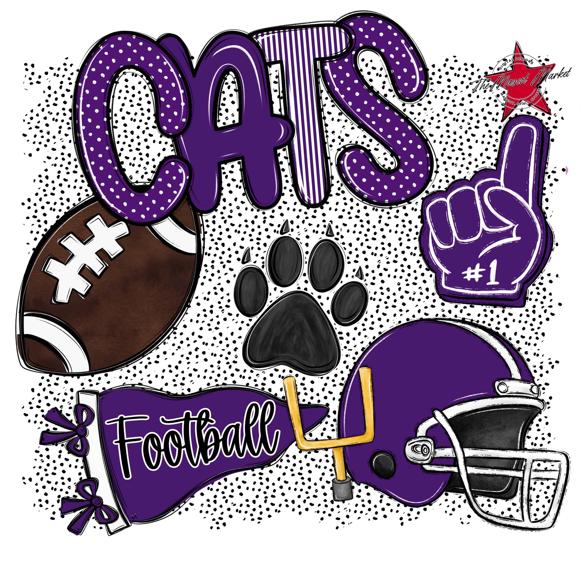 Cats Football Spirit-Purple