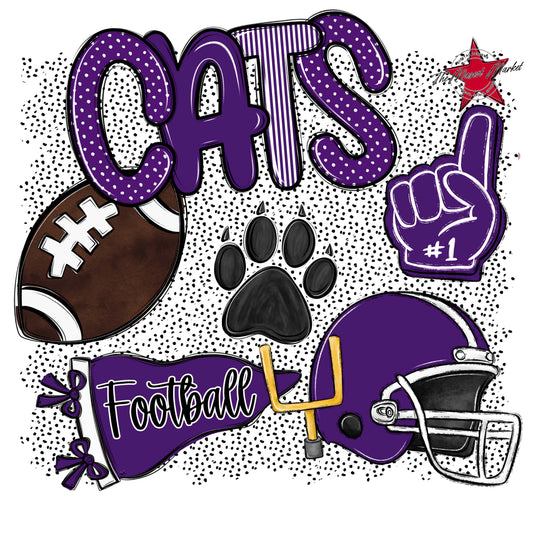 Cats Football Spirit-Purple