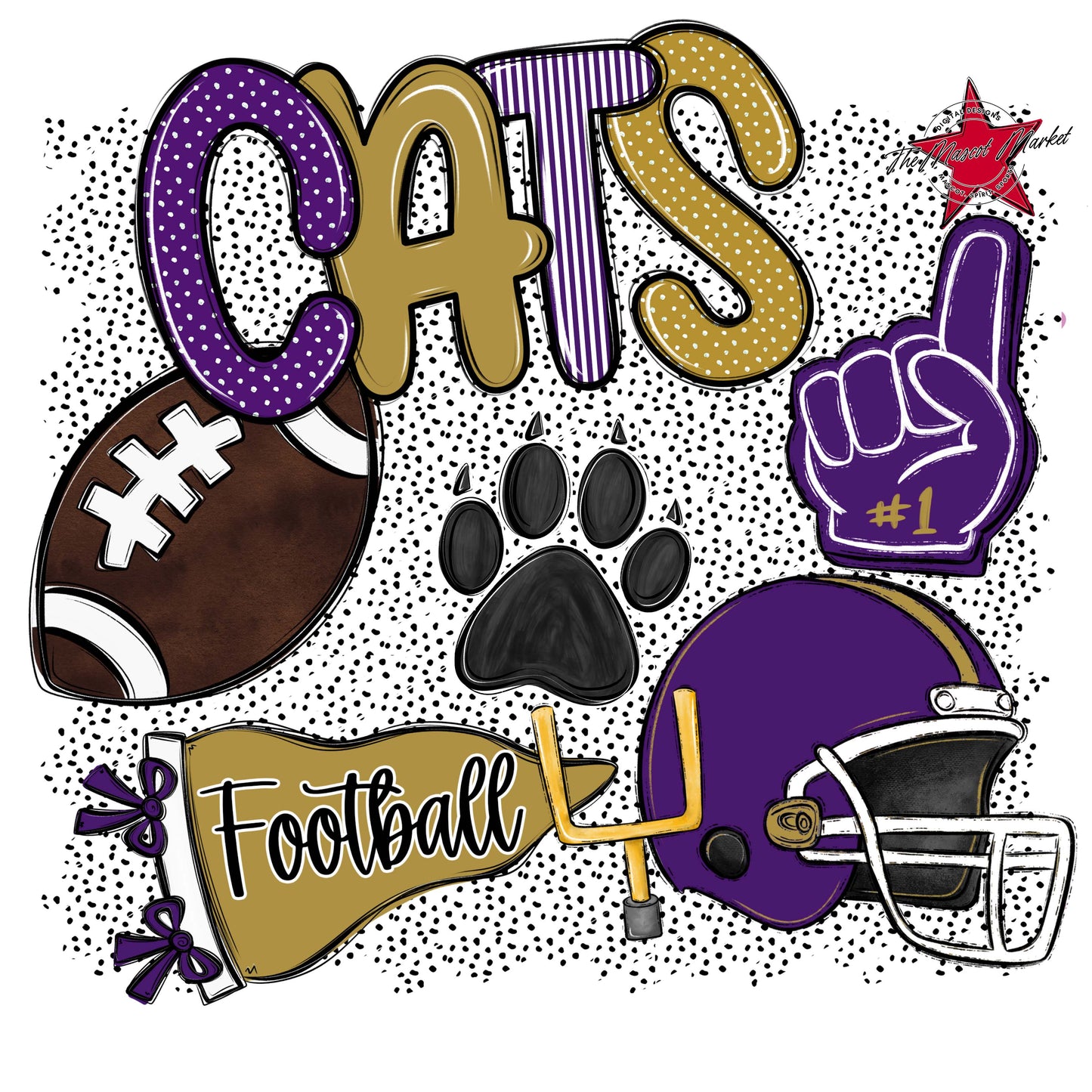 Cats Football Spirit-Purple & Gold
