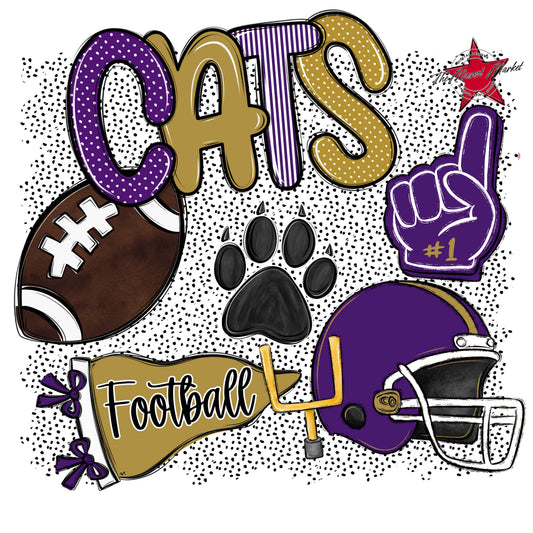 Cats Football Spirit-Purple & Gold