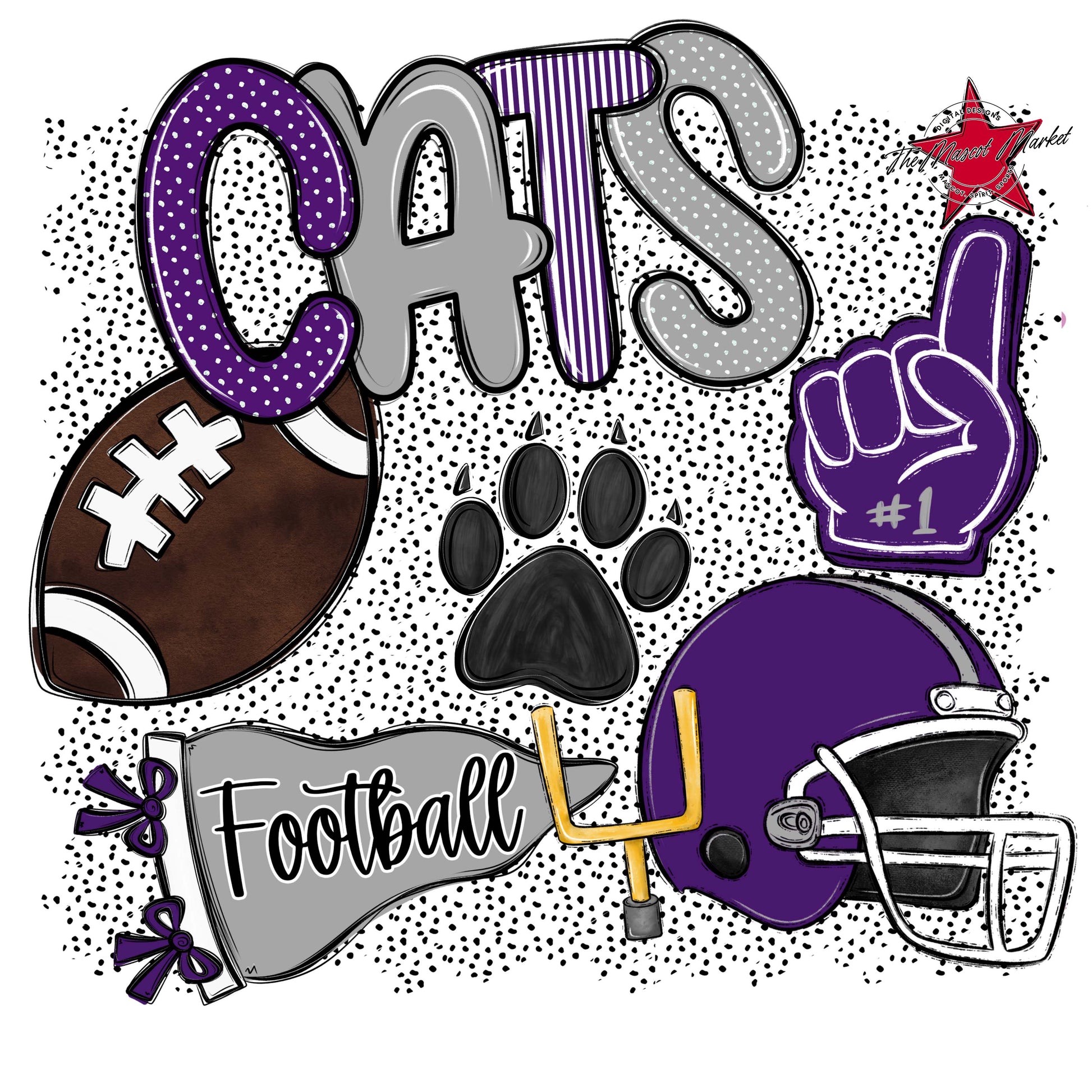 Cats Football Spirit-Purple & Grey