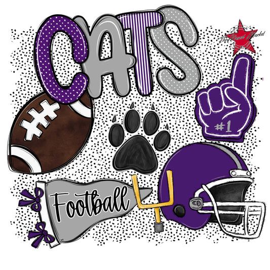Cats Football Spirit-Purple & Grey