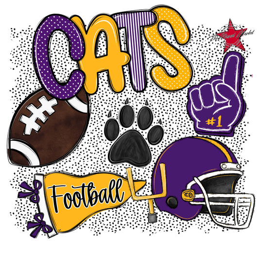 Cats Football Spirit-Purple & Yellow
