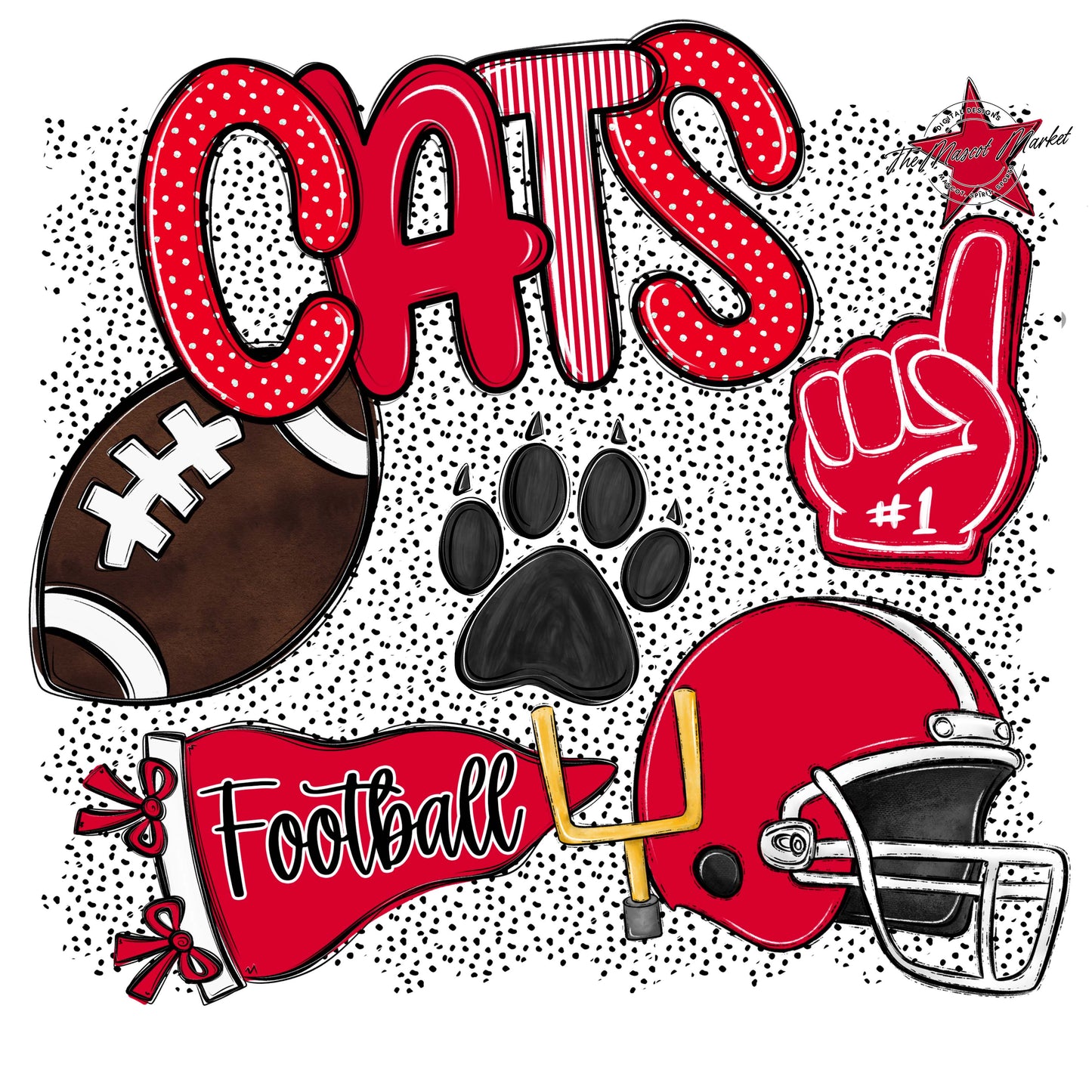 Cats Football Spirit-Red