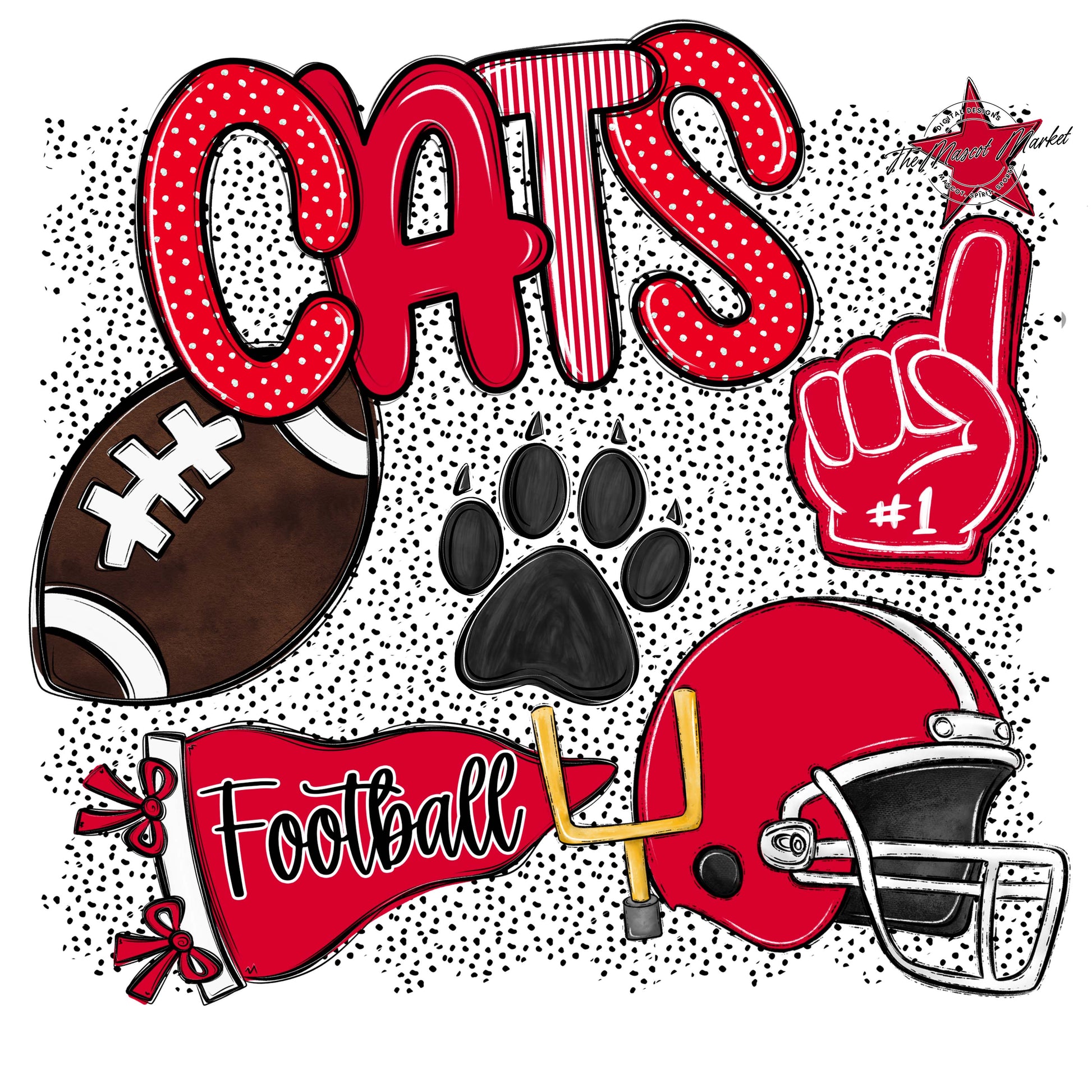 Cats Football Spirit-Red
