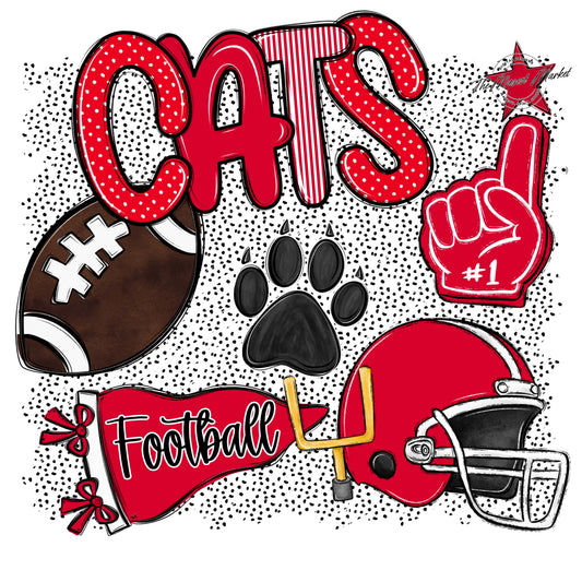 Cats Football Spirit-Red