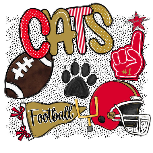 Cats Football Spirit-Red & Gold