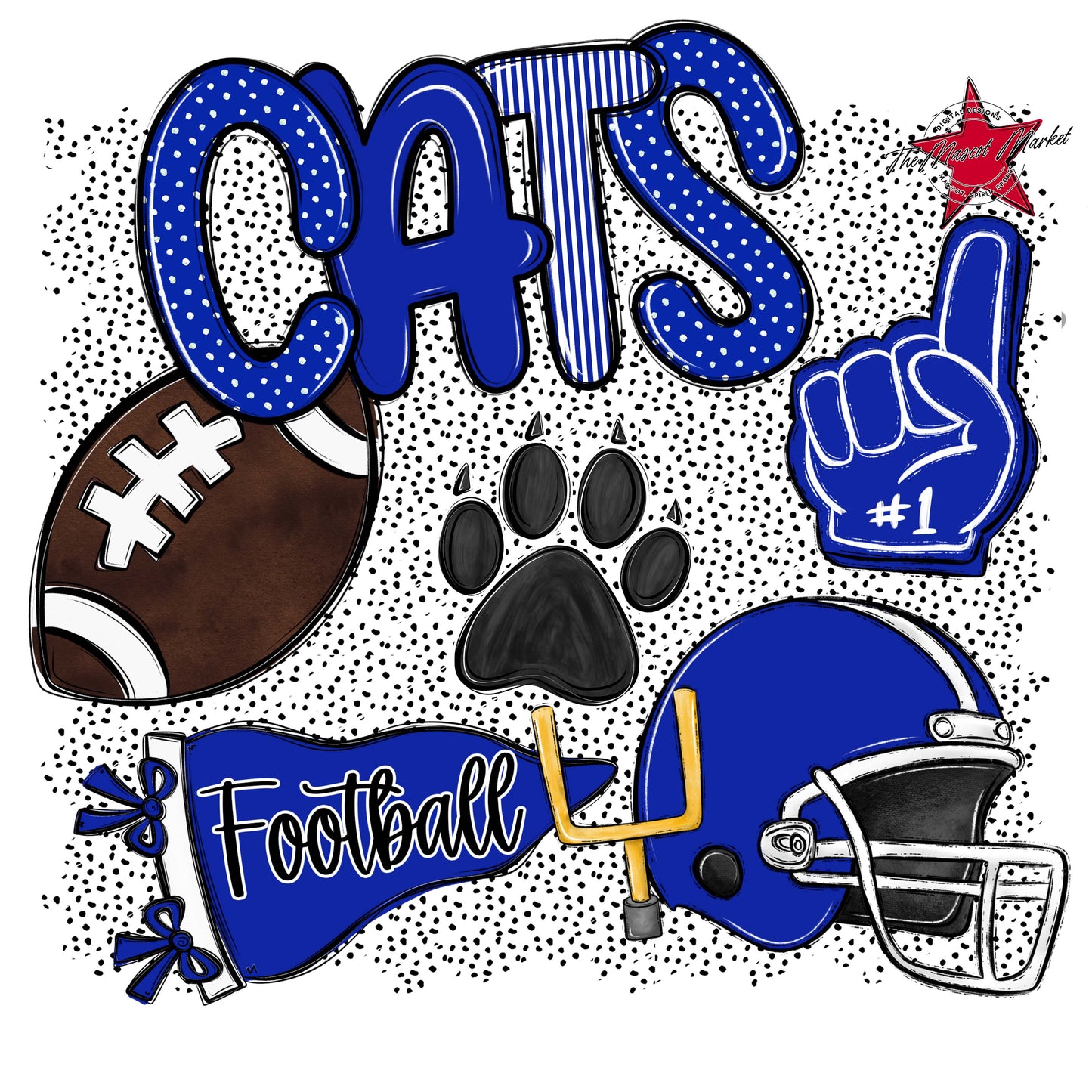 Cats Football Spirit-Royal Blue
