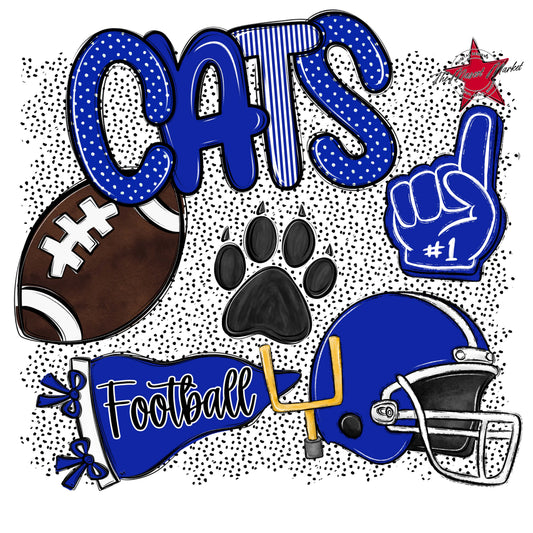 Cats Football Spirit-Royal Blue