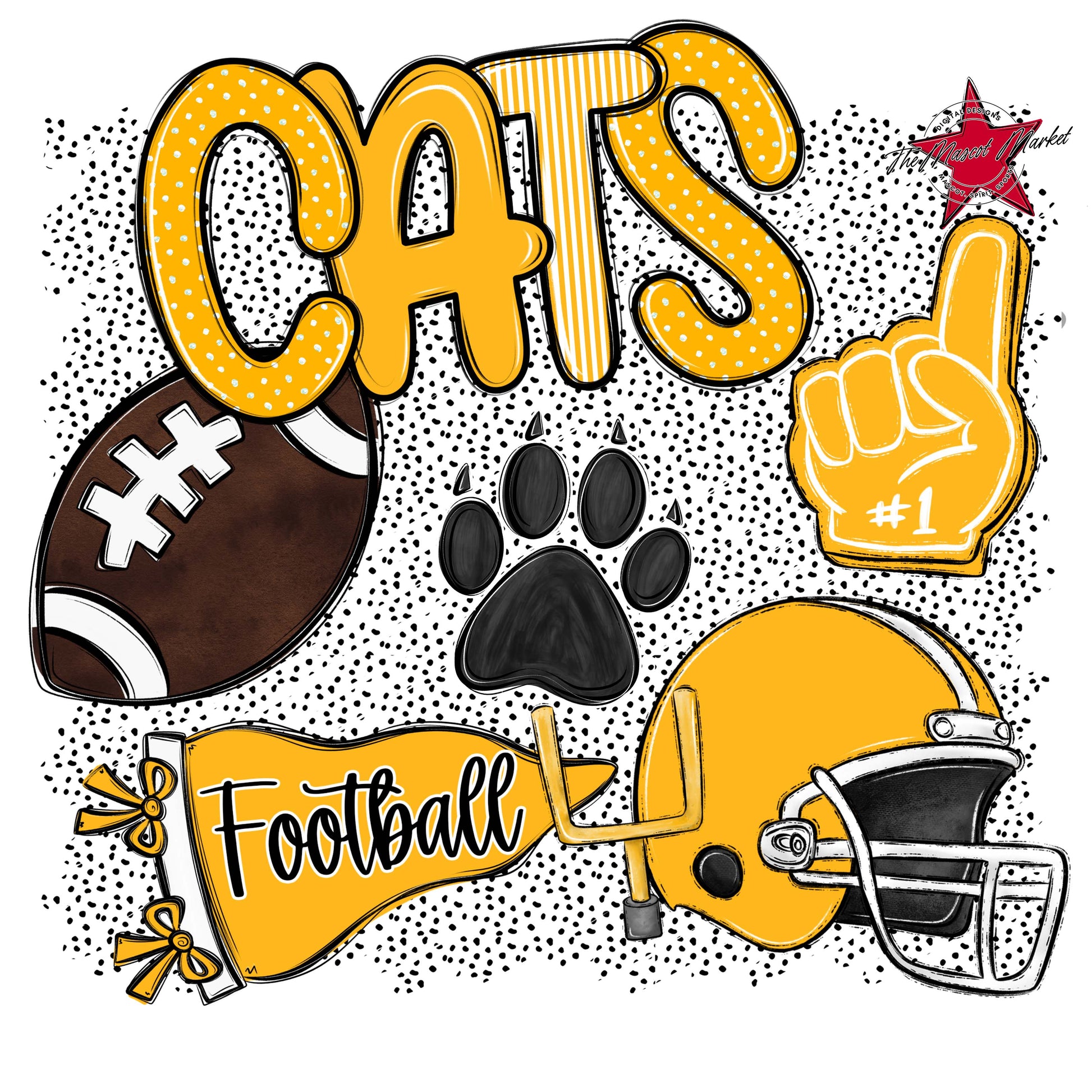 Cats Football Spirit-Yellow