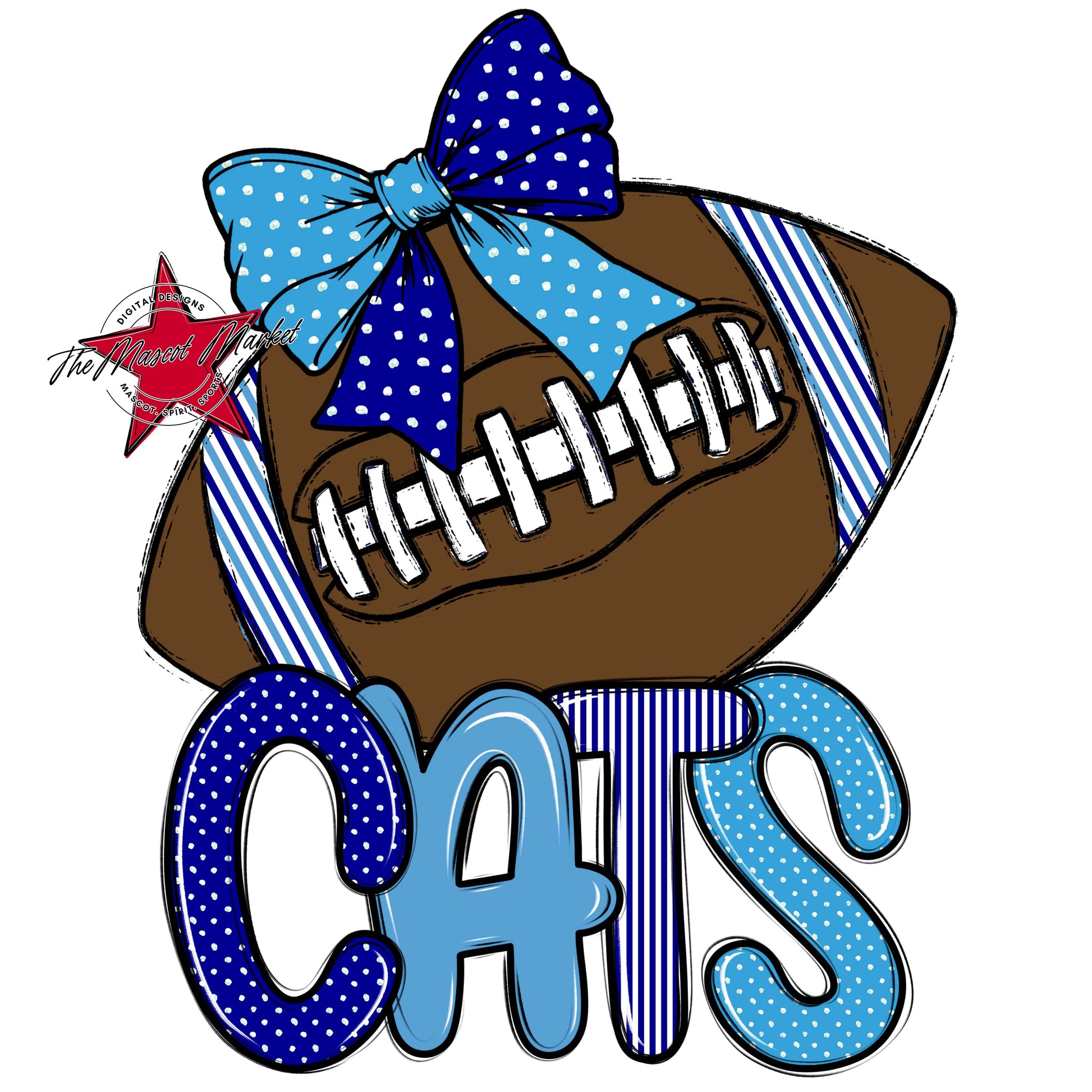 Cats Football Spirit Design-Blue & Carolina Blue