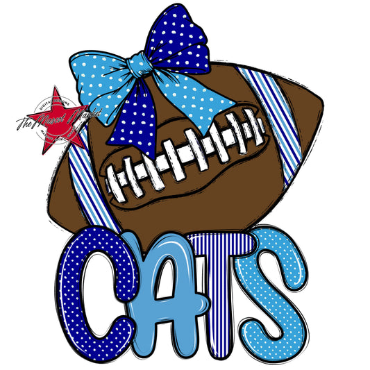 Cats Football Spirit Design-Blue & Carolina Blue