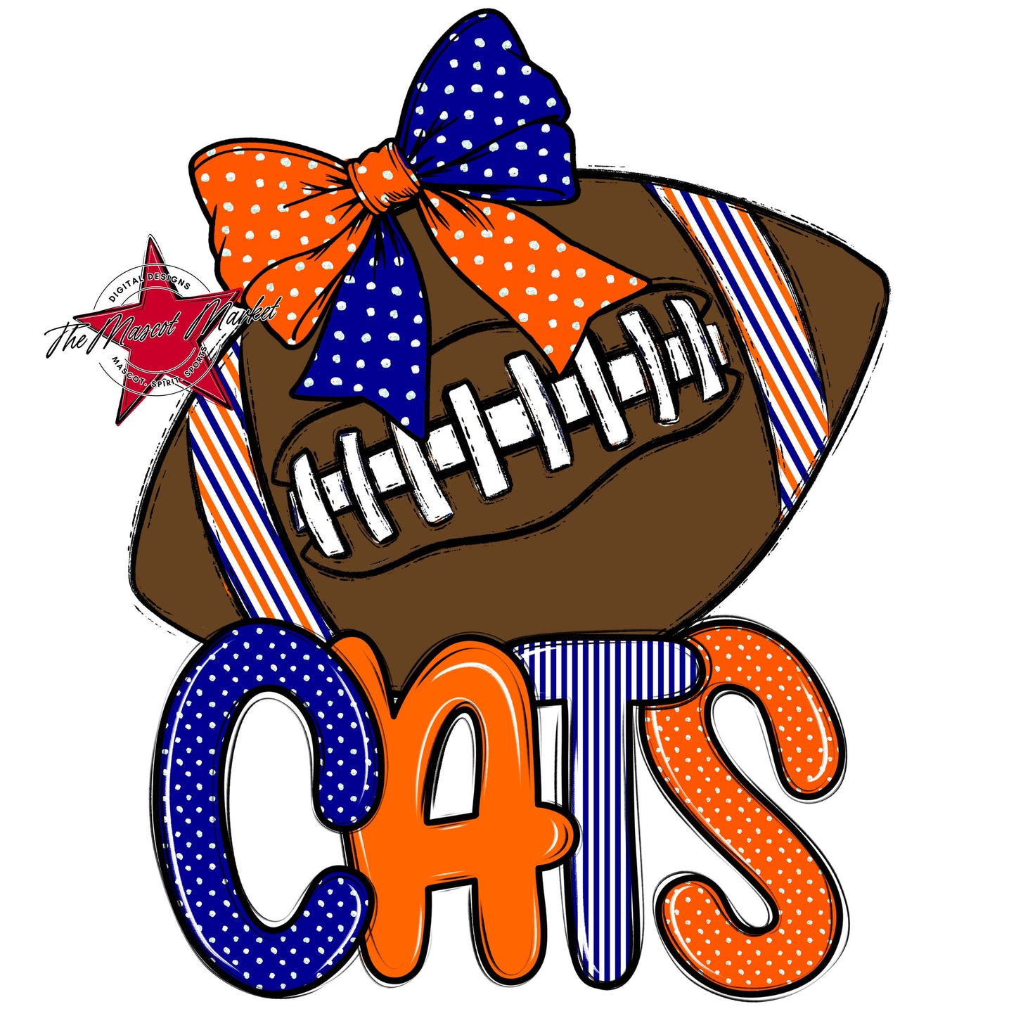 Cats Football Spirit Design-Blue & Orange