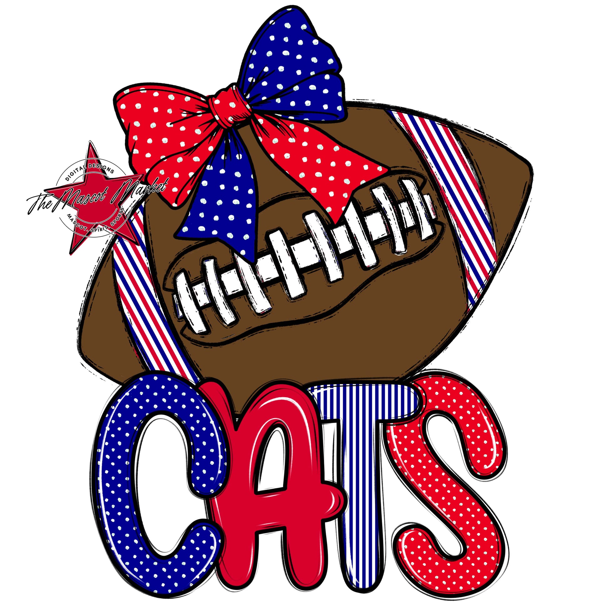 Cats Football Spirit Design-Blue & Red