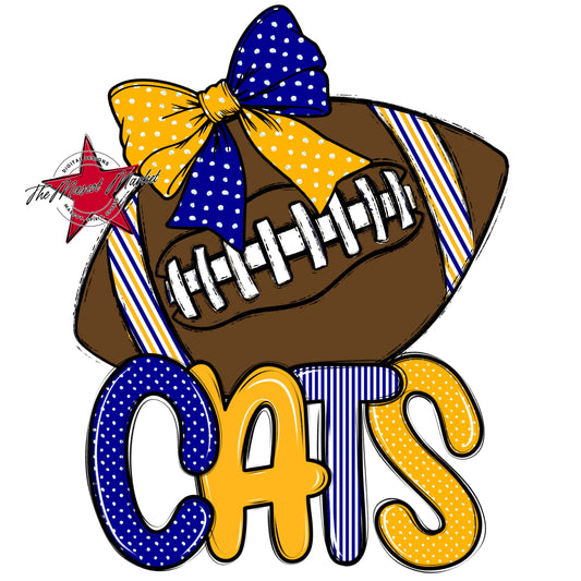 Cats Football Spirit Design-Blue & Yellow