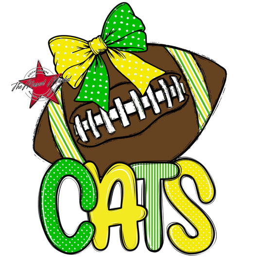 Cats Football Spirit Design-Bright Green & Bright Yellow